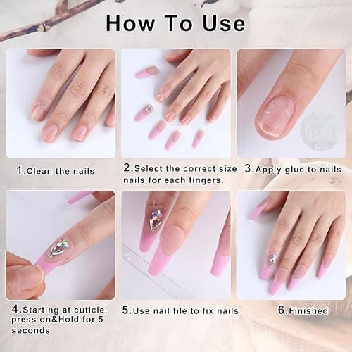 30Pcs Purple Flower Press on Nails Medium Almond French Tip Fake Nails with Gold Shell Starfish Gems Design Summer Stick on Nails Full Cover Artificial Glue on Nails Handmade False Nails for Women DIY thumbnail 6