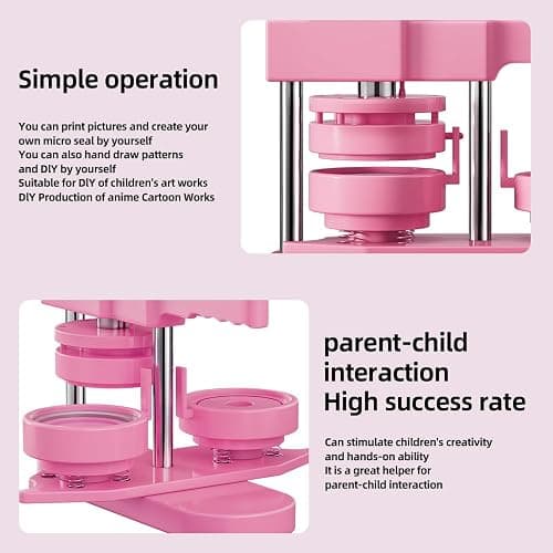 FreeingBAG Button Maker Machine 58mm - (3 Gen) Installation-Free (2.25in) DIY Badge Button Maker Press Machine Badge Punch Press with 100pcs Button Parts Pictures (Pink, 2.25 inch / 58mm) thumbnail 6