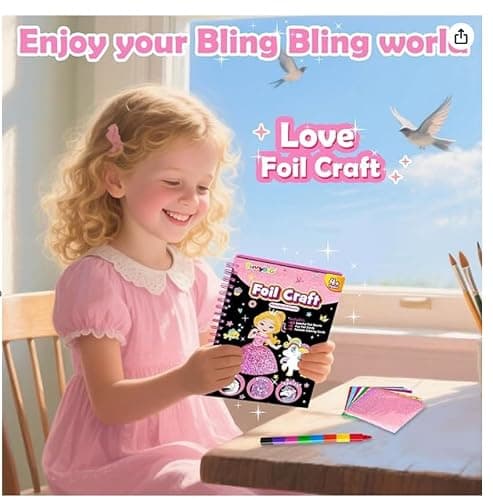 FUNNYB&G Foil Art Craft for Kids - Christmas Crafts Gift Party Favors Stocking Stuffers for Kids Fun Art Supplies Creative Birthday Gift Travel Toys for Girls Boys 4 5 6 7 8 9 Years Old(Princess) thumbnail 7