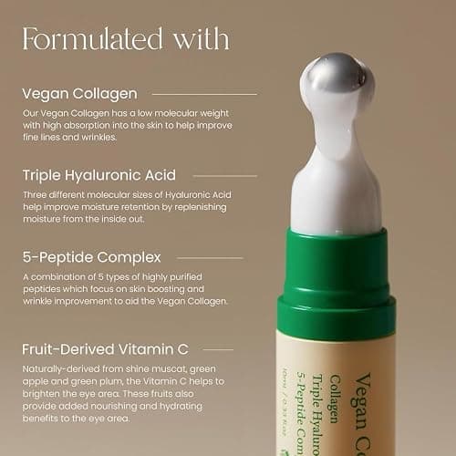 AXIS-Y Vegan Collagen Eye Serum - K Beauty Triple Hyaluronic Acid & Peptide Collagen Serum Improve Skin Elasticity, Reduce Fine Lines & Dark Circles - Vegan Korean Skin Care Eye Cream - 0.33 fl. oz. thumbnail 2