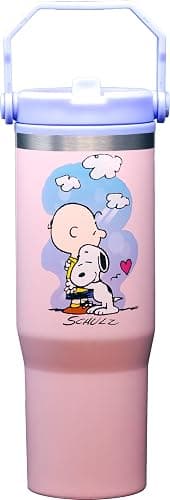 Spoontiques Peanuts 30oz Stainless Steel Water Bottle - 10" Tall, Twist Off Lid & Carrying Handle - Stainless Steel Outer Wall & Acrylic Inner Wall - Image 1