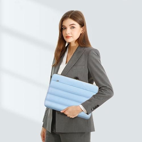 MOSISO 13.3 inch Laptop Case, 13-13.3 inch Puffy Laptop Sleeve Compatible with MacBook Air 13 13.6 M4 M3 M2 M1/Pro 13/Pro 14, HP Dell ASUS Lenovo,Polyester Horizontal Bag with Small Case, Air Blue thumbnail 6
