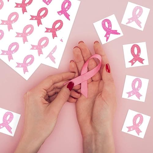 20 Sheets 240 Pcs Breast Cancer Temporary Tattoos Stickers Temporary Pink Ribbon Tattoos Breast Cancer Body Tattoos for Women Girls Face Body Accessories thumbnail 2
