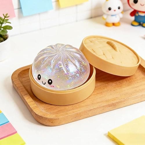 Glitter Dumpling Squishy, Mystery Dumpling Squishy Box, Fidget Sensory Stress Ball for Adults & Teens, Squeeze Stress Relief Toy, Easter Basket Stuffers & Stocking Stuffers (Glitter White) thumbnail 8