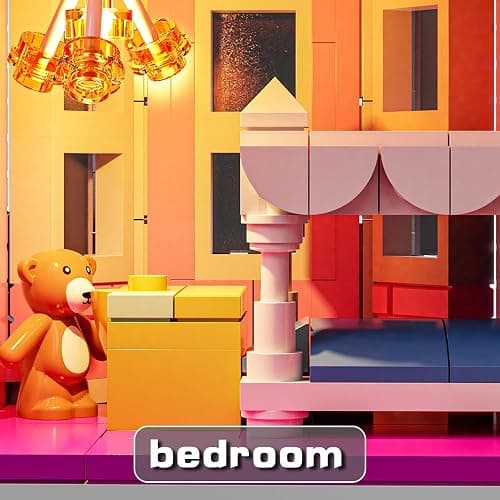 1349PCS Pink Palace House Building Set, Halloween Haunted House Blocks Toy, with Lights Christmas for Teens Girls 12+ ，Halloween House Kit for Kids Adults thumbnail 8