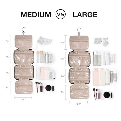 BAGSMART Toiletry Bag Travel Bag with Hanging Hook, Water-resistant Makeup Cosmetic Bag Travel Organizer for Accessories, Shampoo, Full-size Container, Toiletries (Baby Pink, Medium) thumbnail 2