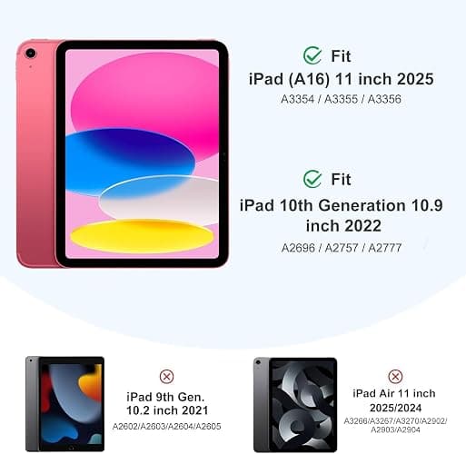 iPad (A16) 11th Generation Case 11 Inch 2025, iPad 10th Generation Case 2022 10.9 Inch with Pencil Holder, Soft TPU Back Slim Smart Protective Trifold Stand Cover, Auto Wake/Sleep, Pink thumbnail 2