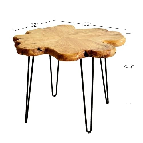 WELLAND Live Edge Cedar Coffee Table 32" W x 32" D x 20.5" H Rustic Round Table for Living Room, Patio, Bedroom, Home Office thumbnail 2