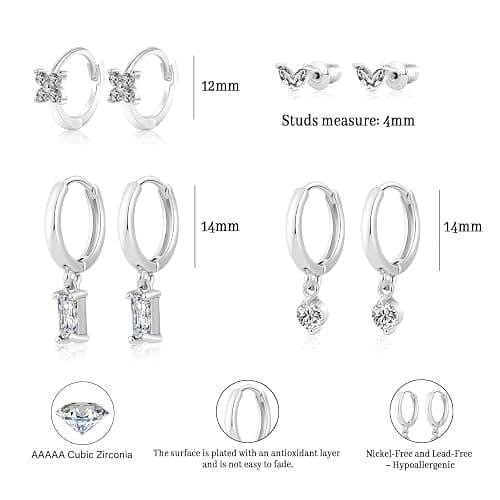 Relveo Dainty Silver Earrings for Women 14k Gold Plated Lightweight Hoop Earrings Set for Women Trendy Small Silver Hoop Huggie Jewelry thumbnail 4