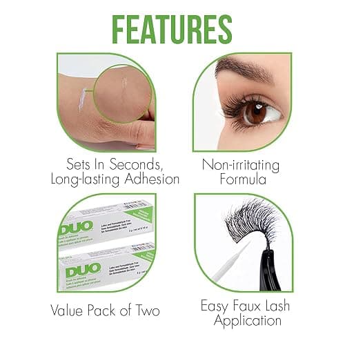 DUO Brush-On Clear Lash Glue, Strip Eyelash Adhesive for Clusters, 2 Pack | Infused with Vitamins A, C & E, Waterproof Eyelash Glue, Long Lasting, Quick Drying, Hypoallergenic, Latex-Free thumbnail 4