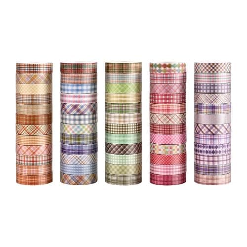 icceemee 60 Rolls Cross line Theme Washi Tape Set, Writable Decorative Tapes for Scrapbooking, Junk Journal Supplies, Bullet Journaling, 0.39"x79" per Roll thumbnail 2