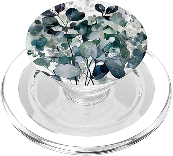 Eucalyptus Floral Flower Green Garden Pattern PopSockets PopGrip for MagSafe - Image 1
