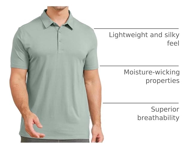 netdraw Mens Ultra Soft Bamboo Viscose Polo Lightweight Cooling Short Sleeve Casual Collared Golf Shirt thumbnail 4