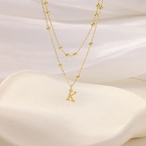 SWRNR Initial Necklaces for Women, Dainty 14K Gold Plated Layered A-Z Letter Pendant Necklace Trendy Cute Choker Name Charm Necklace Stack Personalized Jewelry Gift for Her Birthday Christmas Gift thumbnail 7