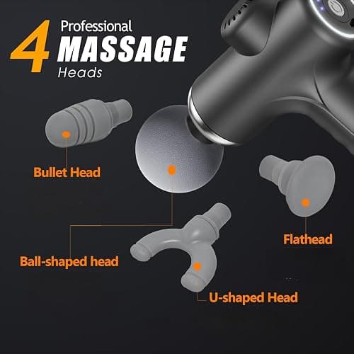 Fnggd Massage Gun, Quiet Operation Massager, Massager with 4 Heads, 460g Mini Massage Gun with 6 Speeds - Black thumbnail 8