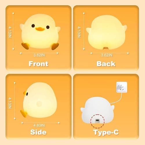 Daixinde Dodo Duck Night Light, Cute Duck Lamp, Rechargeable Dimmable Nightlight, Silicone LED Bedside Lamp Nursery Nightlight with 20 Minutes Timer and Touch-Sensitive for Bedrooms, Living Room thumbnail 8