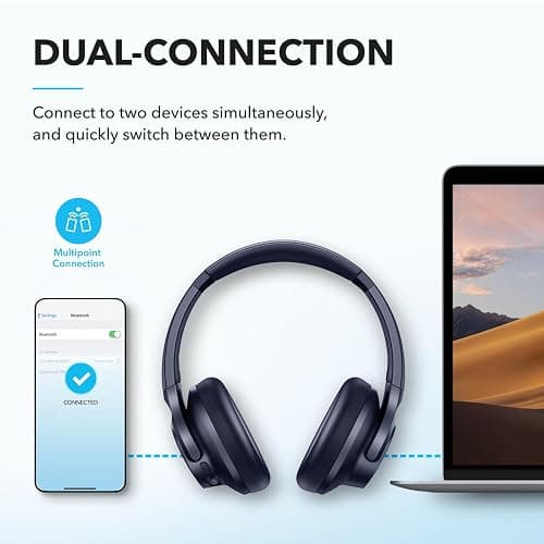 Soundcore by Anker Q20i Hybrid Active Noise Cancelling Headphones, Wireless Over-Ear Bluetooth, 40H Long ANC Playtime, Hi-Res Audio, Big Bass, Customize via an App, Transparency Mode thumbnail 7