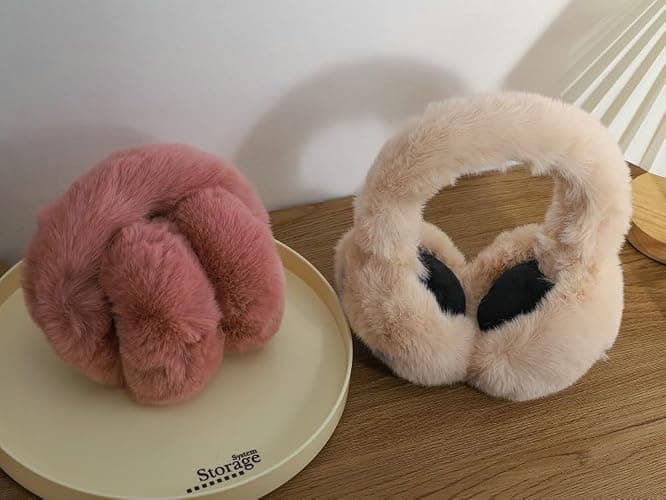Bagkeak Fuzzy Earmuffs for Women Foldable Trendy Star Pattern Ear Covers Plush Headband Outdoor Windproof Cute Ear Warmers thumbnail 3