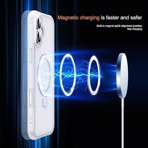 SKYLMW Compatible with iPhone 16 Plus Case with Stand,Translucent | iPhone 16 Plus Phone Case 6.7",Magnetic Ring Stand,Compatible with MagSafe,Military-Grade Protection,Great Grip Feeling thumbnail 3