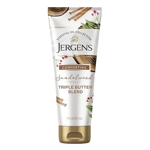 Jergens Sandalwood Hand & Body Lotion For Dry Skin, 7 fl oz | Essential Oils, Body Butter Formula, Softens Rough Areas, Soothes Discomfort, For Women & Men - Image 1
