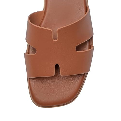 Rihero Women's Dressy Flat Sandals Comfortable Slip On Leather Slide Sandals thumbnail 6