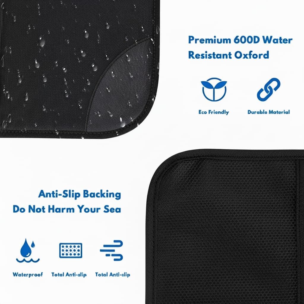 Car Seat Protector with Thick Padding & Anti-Slip Backing, Waterproof Seat Cover for Baby Car Seat, 600D Fabric with Storage Pocket thumbnail 6