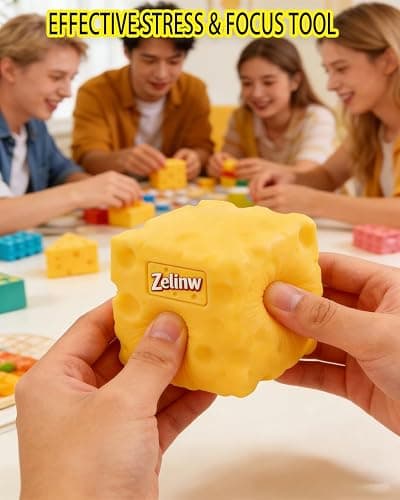 Big Cheese Squishy Jumbo Large Squishy Cheese Block Giant Stress Relief Ball Block Squeeze Toy Huge Yellow Rebounding Squishies Cheesess Cube for Autism ADHD Soft Novelty Toy for Adults Gift(2.4in) thumbnail 2