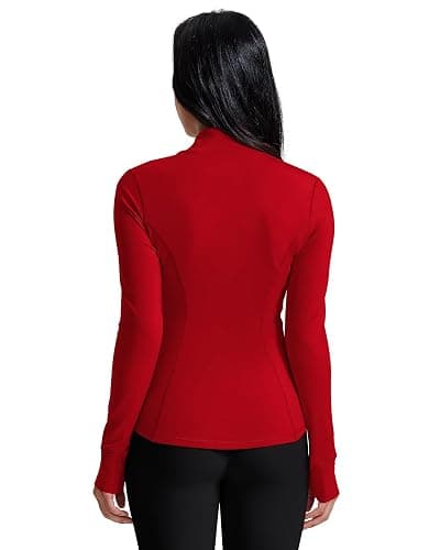 AVGO Womens Running Jackets Lightweight Slim Fit Workout Jacket Zip Up Athletic Track Gym Tops with Pockets & Thumb holes thumbnail 3