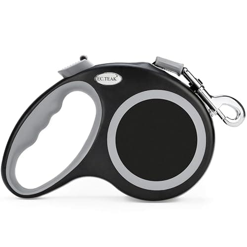 EC.TEAK Retractable Dog Leash 26 FT, Heavy Duty Dog Leash for Dogs up to 110lbs, Strong Nylon Tape No Tangle, One-Handed Brake, Pause, Lock, Perfect for Medium Large Dogs (Black, 26 FT(66-110 LBS)) - Image 1