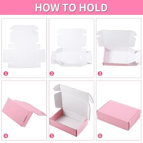 Spakon 50 Packs Shipping Boxes Cardboard Corrugated Mailer Packaging Boxes for Small Business Cute Small Box Cardboard Carton Box Mailers for Packaging Product(Pink,6 x 4 x 1.6 Inches) thumbnail 5