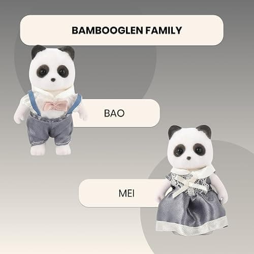 OLEOCA Family White Panda Figures — Set of 2 Collectible Flocked Mini Dolls with Removable Clothes, Dollhouse Pretend Play Set for Kids Ages 3+ thumbnail 4