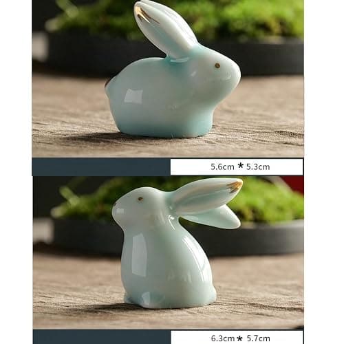 MOZEO One Set Ceramic Bunny Ornaments Tea Pet Cute Rabbit Kung Fu Tea Figurine Accessories Decorations thumbnail 7