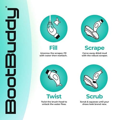 BootBuddy Shoe & Boot Cleaner Brush – Footwear Cleaning Kit for Hiking Boots, Golf Shoes, Football Boots, Running Shoes & Wellies – Cleans Mud, Dirt & Stains in Minutes – As Seen on Dragons’ Den thumbnail 3