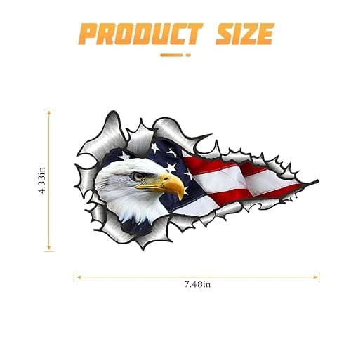 2 Pack American Bald Eagle Flag Car Decal Sticker, 7.48X4.33 Inch Patriotic Eagle Truck Decal Waterproof Bumper Sticker for Car Truck Trailer SUV Van Outdoor Window Wall Laptop Tablet Glass (Number 2) thumbnail 3