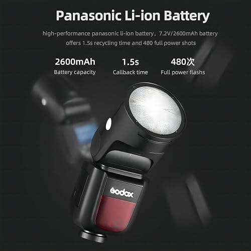 Godox V1-S TTL Round Head Camera Flash for Sony, 2.4G Wireless TTL Speedlight,76Ws HSS 1/8000s with Li-ion Battery,Compatible with Sony a7IV, a7III, a7RIV, a7R5, a7RII, a7RIII, a6400, a6000, a350 thumbnail 3