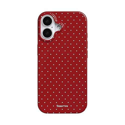 inewateri Compatible with iPhone 16 Case with Cute Fashion Polka Dot Aesthetics Design Simple Cases for Soft TPU Slim Protection Cover-Red - Image 1