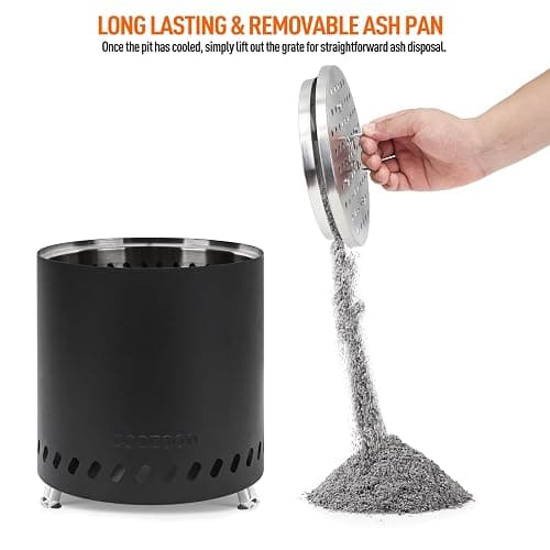 COOZOOM Portable Table Top Fire Pit with Stand, 8.6" Stainless Steel Mini Outdoor Low Smoke Burning Tabletop Firepit Fueled by Pellets or Wood, for Outside Camping Black thumbnail 5