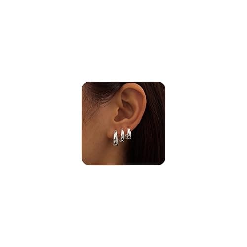 Poxtex Small Sterling Silver Huggie Hoop Earrings Set for Women, Hypoallergenic 14K Gold Plated Hoops Stacks for Multiple Piercings, Dainty Cute Mini Lightweight Cartilage Studs Trendy Jewelry Gift - Image 1