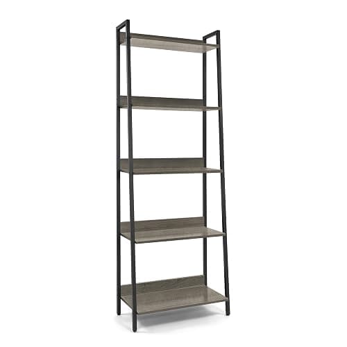 CAPHAUS 5 Tier Ladder Bookshelf, 24 Inch Width Free Standing Shelf, Bookcase Shelf Storage Rack Organizer, Industrial Book Shelves for Home Office, Living Room, Kitchen, Dark Grey, Vintage Shelves thumbnail 8