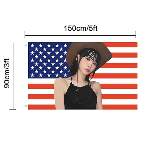 Chae won American flag 3x5 Ft Outdoor Indoor,Kim Chaewone USA flag Poster American flag tapestry for Bedroom Living room dorm wall with Brass Grommets Vivid Color and Fade Proof Decorations thumbnail 2