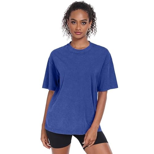 Womens Washed Vintage Oversized T-Shirt Casual Baggy Streetwear Boyfriend Tee Workout Short Sleeve Cotton Tops thumbnail 2