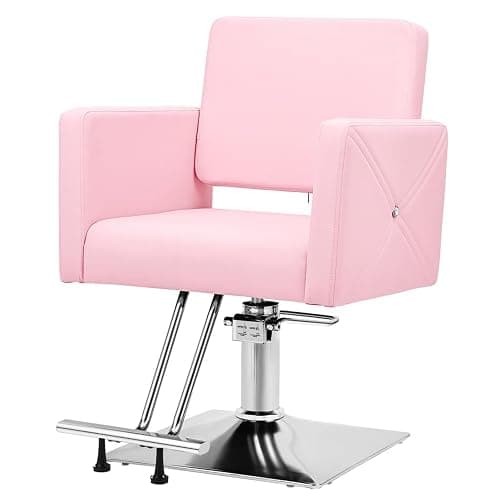 Barber Salon Chairs for Hair Stylist, Hydraulic Hair Salon Chair, Pink | Heavy Duty, 360 Degree Swivel, Adjustable Height, Styling Braiding Hairdressing Chair, for Beauty Salon Equipment - Image 1