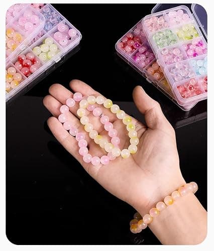 Perles pour Bracelet 8mm Rond Perle avec Boite Pierre Naturelle pour Bracelet Brillante Perles Rondes Pierres Naturelles Cristal avec Trou Kit de Fabrication de Bijoux de Bracelet DIY (700Pcs) thumbnail 6