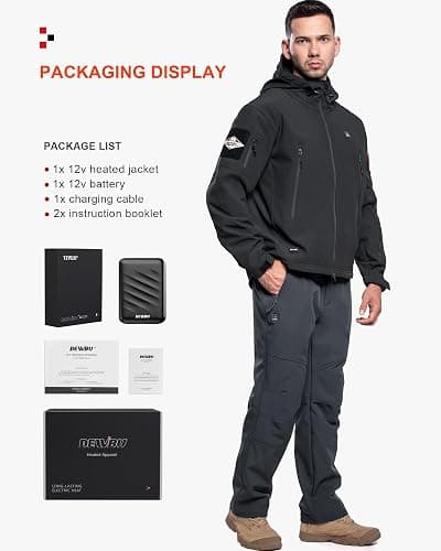 DEWBU Heated Jacket for Men with 12V Battery Pack Winter Outdoor Soft Shell Electric Heating Coat thumbnail 6