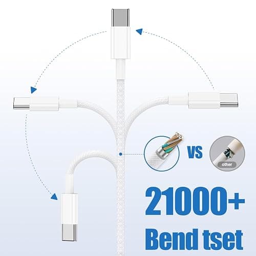 USB C to C Charging Cable 10ft, 60W Fast Type C to C Charger Cord Long for Apple iPhone 17 Pro Max/17 Air/16 Pro Max/15 Plus, MacBook Pro 2021/2020/2019,iPad 12.9/11 inch/Mini/Air 5/4,Samsung Galaxy thumbnail 5