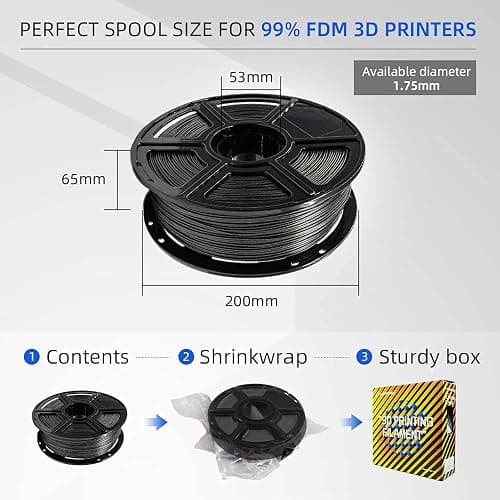 FLASHFORGE PLA Filament 1.75mm Galaxy Matte Black, 3D Printer Filament with Silver Glitter 1kg (2.2lbs) Spool, Dimensional Accuracy +/- 0.02mm, Shimmering 3D Printing Filament for Unique Finish thumbnail 6