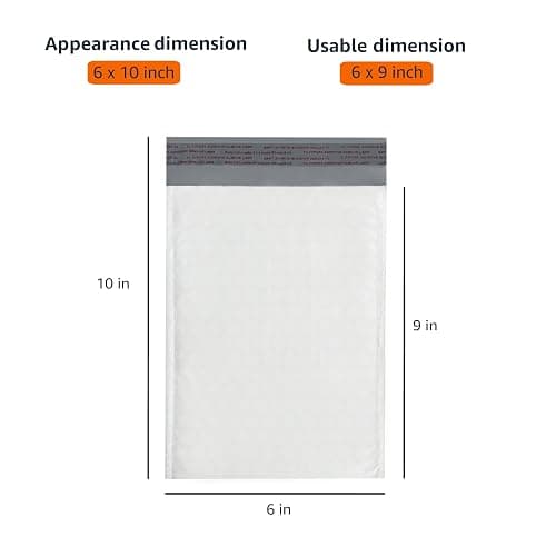 Amazon Basics Poly Bubble Self-Seal Mailers, Tear and Water Resistant Shipping Bags, 6" x 10", White/Grey, 50-Pack thumbnail 2