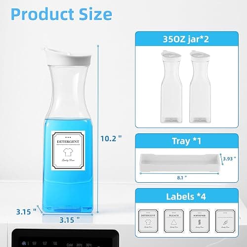 Laundry Detergent Dispenser,Laundry Soap Dispenser,Laundry Detergent Container,35OZ Fabric Softener Dispenser with Tray,Liquid Laundry Detergent Dispenser, Laundry Room Organization,Extra 4 Labels thumbnail 3