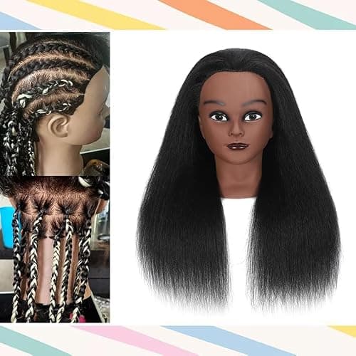 16 Inch 100% Real Hair Mannequin Head Training Head Manikin Cosmetology Doll Head for Hairdresser Practice Braiding Hair Styling with Clamp stand (16 -Inch) thumbnail 6
