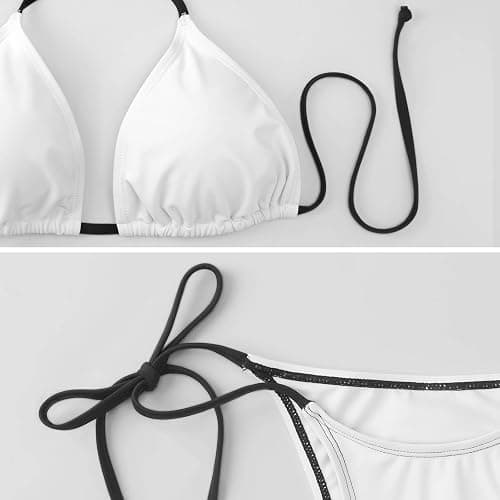 Aiyoolee Minimalist Cheeky Bikini, Brazilian Triangle Top Tie Side Bottom Bathing Suit for Women thumbnail 6